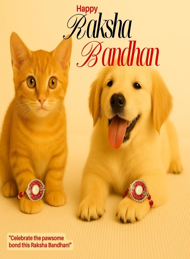 Sage Square Paw Bandhan Rakhi for Dog, Cat & Small Pets | Celebrate Bonds of Love This Raksha Bandhan | Cute Rakhi with Beads, Decorative Threads | Gift for Pet Lovers & Furry Companions (Type 25) - Image 2